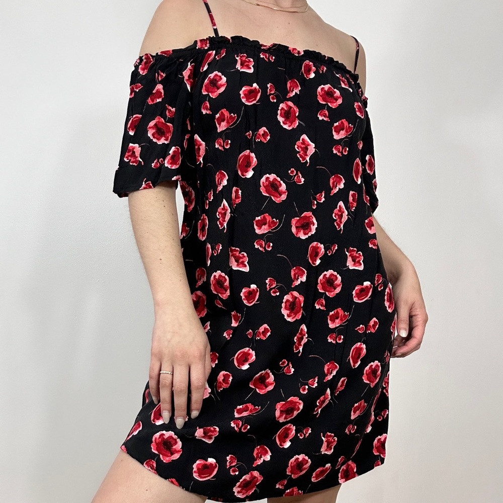 *Suzy Sheir Black with Red Flowers Dress